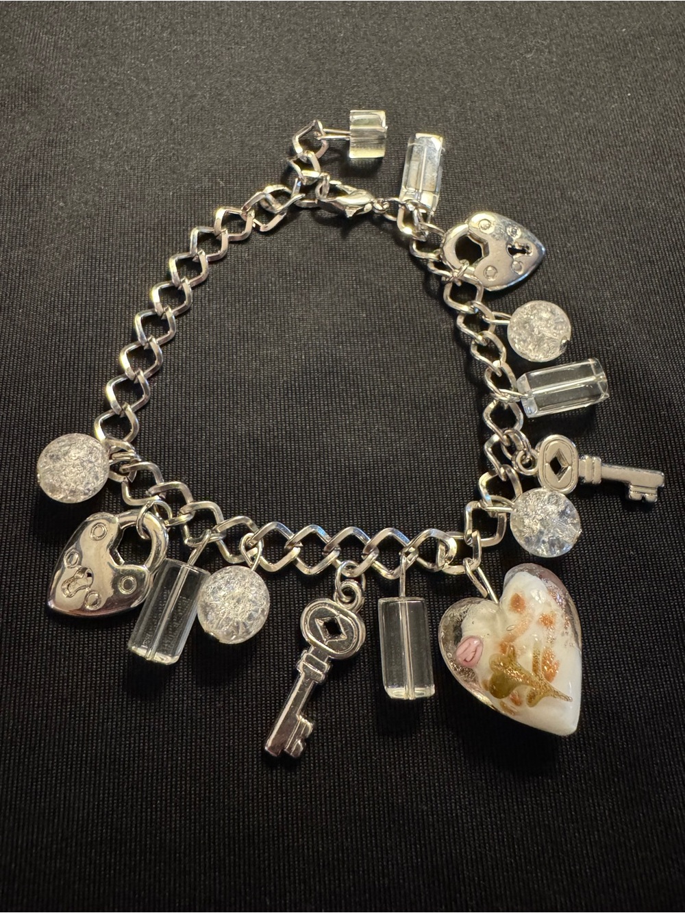 Lock & Key Charm Bracelet Adjustable 6–8”